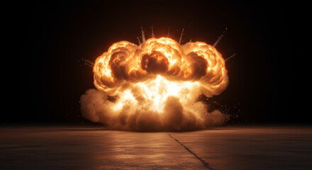 Fiery Explosion, Massive Blast, Dramatic Fireball, Ground Zero Impact