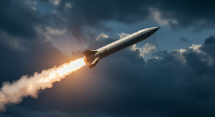 ICBM Missile Launch, Dramatic Sky, Nuclear Weapon, Warhead