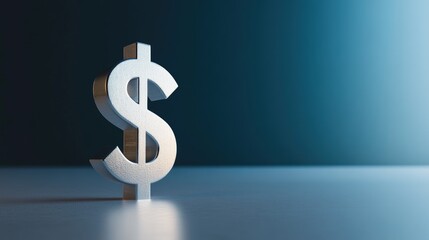 Obraz premium Metallic Dollar Sign Symbol on a Teal Background: Financial Success, Currency, Wealth, and Prosperity Concept.