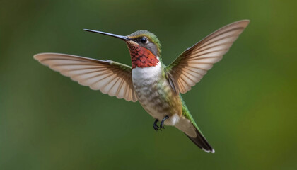 Naklejka premium Ruby-throated Hummingbird in Flight