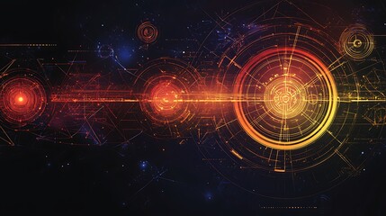 Fototapeta premium Abstract Digital Interface Design With Glowing Circles