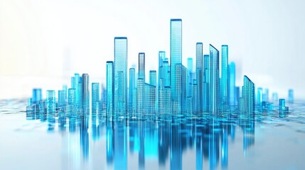 A D bar graph in blue tones rising sharply on a reflective white background.