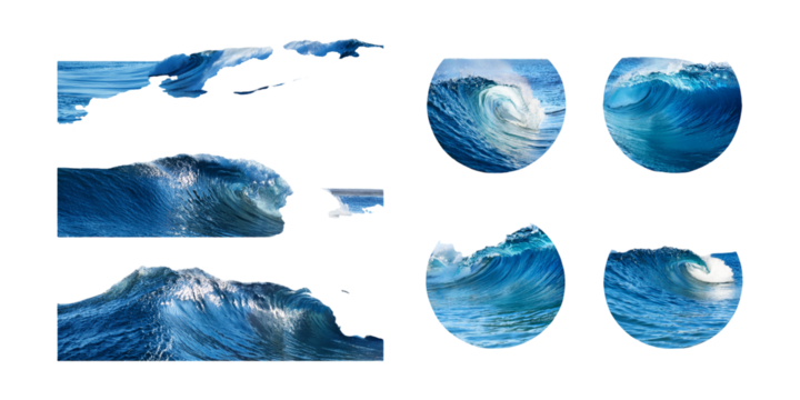 Ocean Waves Collection for Creative Projects, png collection isolated on transparent background