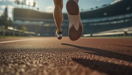Fototapeta premium Closeup of a Runner's Foot on a Track