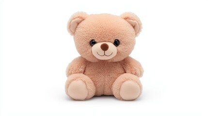Fototapeta premium Cute teddy bear plush toy, vibrant colors, ultra-soft texture, lifelike detailing, isolated on white background