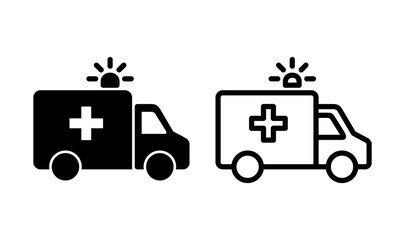 Ambulance icon logo design. ambulance truck sign and symbol. ambulance car