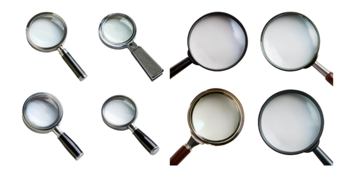 Vintage magnifying glasses PNG collection isolated on transparent background