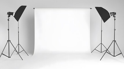 features a minimalist white and gray studio background, providing a clean and neutral setting for various subjects and allowing for easy integration of text or graphics