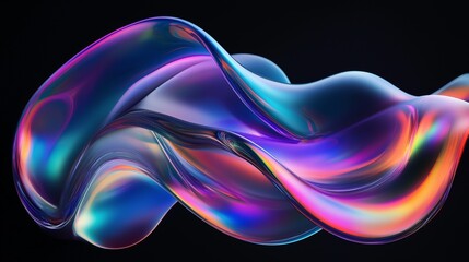 Colorful Flowing Abstract Wave on a Black Background, wall paper