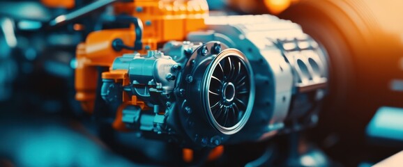Obraz premium Close-up View of a Powerful Engine