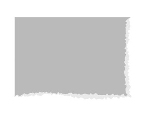 Paper piece with ripped edges isolated on white background. Torn cardboard tag, label, sticker in retro vintage style. Note, memo, collage scrap element. Empty tattered box. Vector illustration.