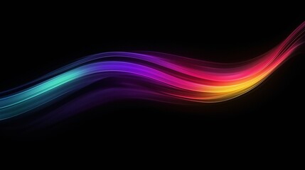 Colorful Flowing Abstract Wave on a Black Background, wall paper