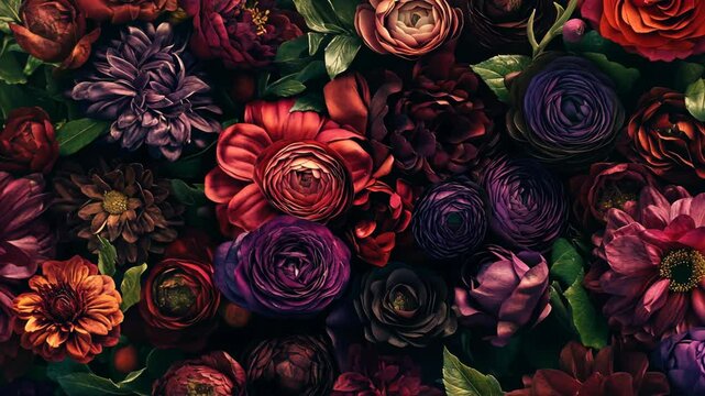 Vibrant floral arrangement showcasing various colored blooms in a lush display