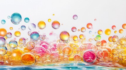 Vibrant Rainbow Bubbles Abstract Art