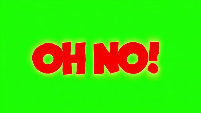 Oh no text animation, animated words on transparent green screen background