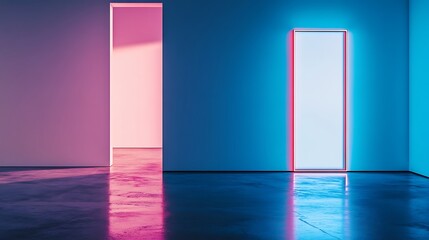 Neon Lights Illuminate Minimalist Modern Room Design