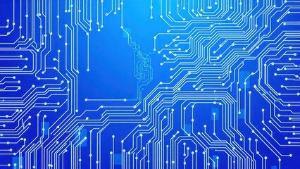 a blue circuit board with a white outline of a heart,