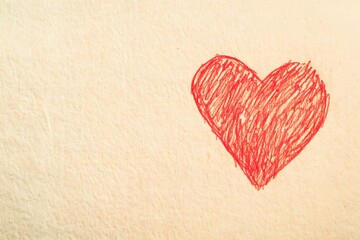 Obraz premium Minimalist Hand-Drawn Heart Wallpaper and Background on Beige Textured Paper