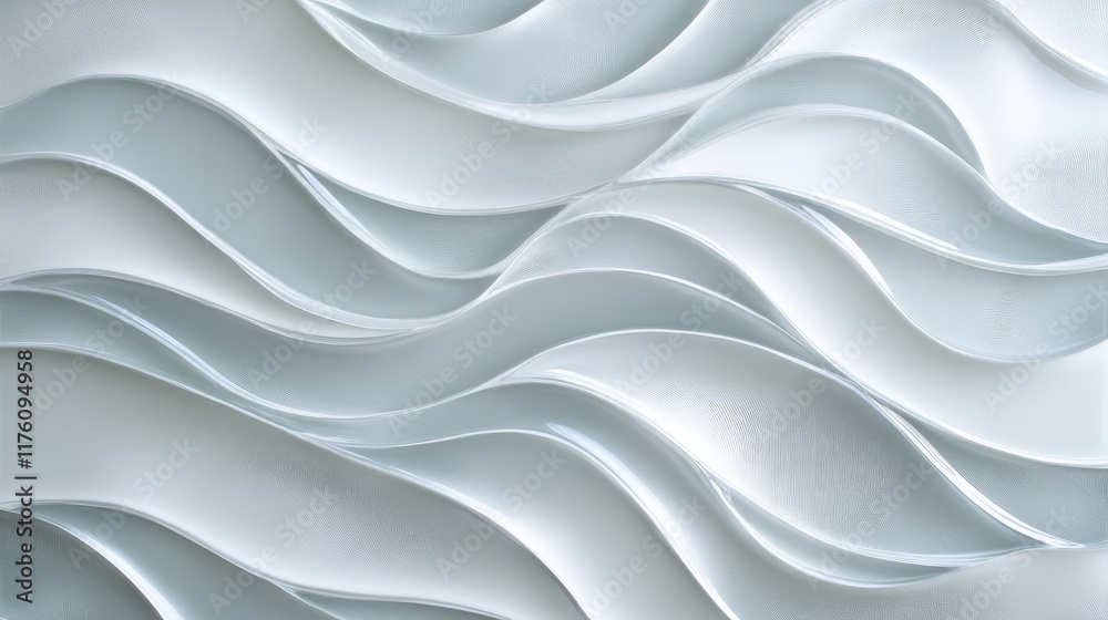 Fototapete A clean, abstract pattern of white curved lines forming smooth waves, adding depth and fluidity to the design.