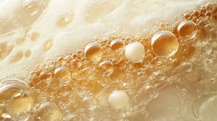 Golden Bubbles: A Close-Up of Effervescence