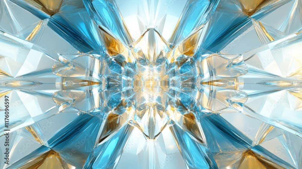 Poster abstract geometric pattern with vivid colors creating a mesmerizing visual effect, showcasing intric