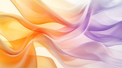 Fototapeta premium Soft orange, purple flowing fabric on white background.