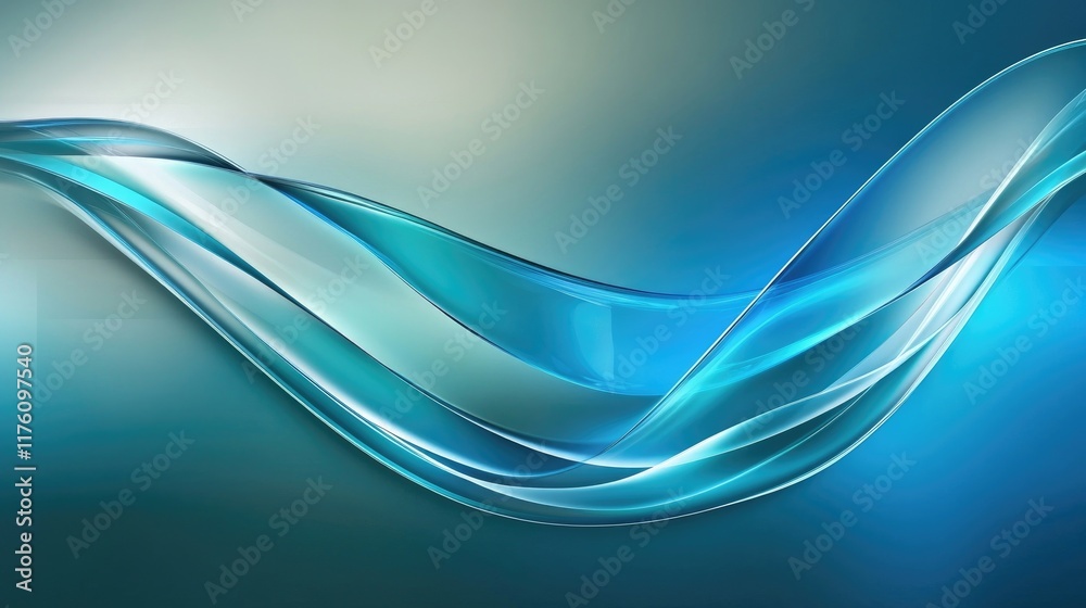 Poster a futuristic abstract glass wave gracefully flowing against a geometric background, blending modern 