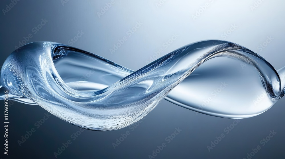 Aufkleber a futuristic abstract glass wave gracefully flowing against a geometric background, blending modern 