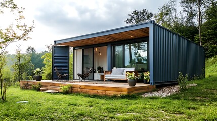 Modern Container Home in Serene Landscape