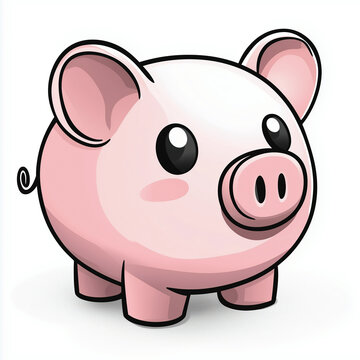 recommend clip art: Cute pink piggy bank vector cartoon illustration