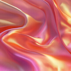 Obraz premium Abstract, soft, and luxurious fabric folds in iridescent, coral-pink, and golden hues.