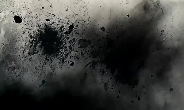 Abstract black paint splatters on textured gray background, creating a dramatic and artistic effect suitable for creative projects and modern designs with ai generated.