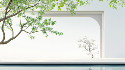 Obraz premium Chinese style garden architecture background e-commerce product exhibition booth