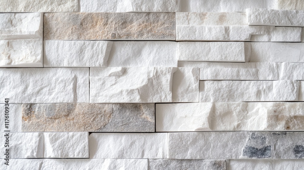 Poster close-up of rustic white stone wall with textured surfaces, perfect for architectural backgrounds, a