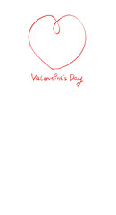 赤い線のハートの白いバレンタインデーカード