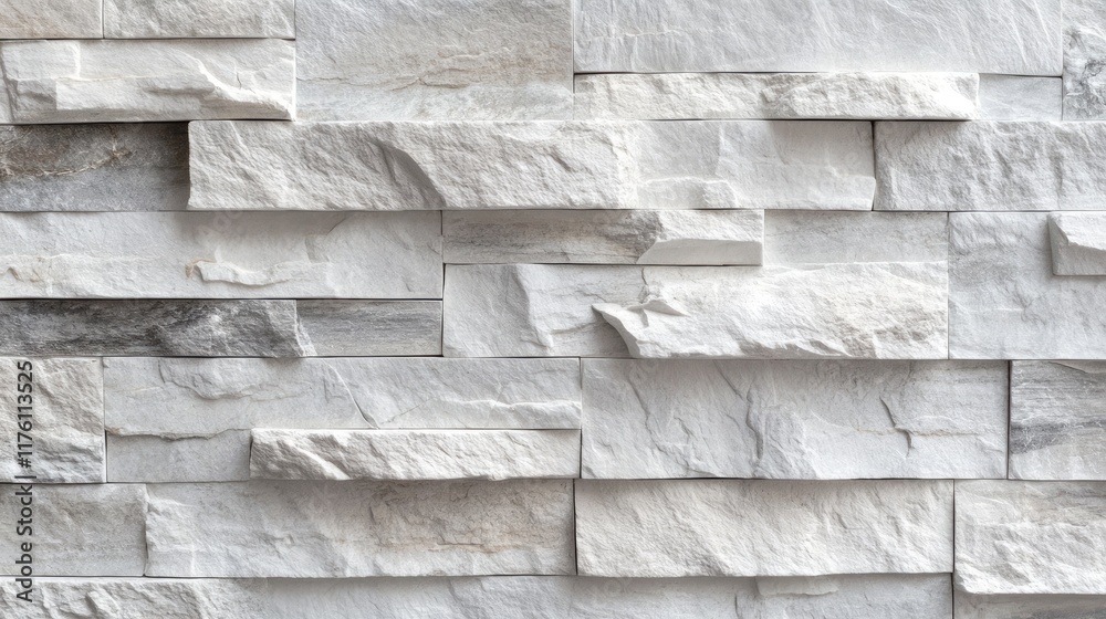 Poster textured rustic white stone wall, ideal for architectural backgrounds, with natural weathering and o