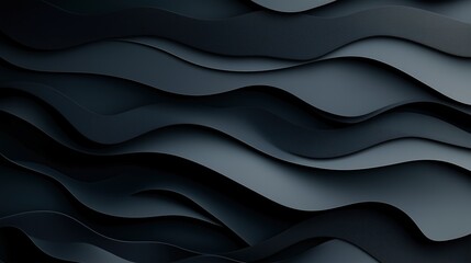 Obraz premium Abstract Dark Blue Layered Wave Design with Flowing Patterns and Minimalist Aesthetic for Sophisticated Visual Appeal