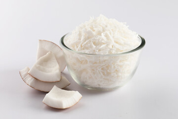 Desiccated coconut in Glass bowl 