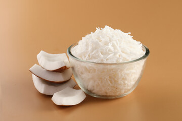Desiccated coconut in Glass bowl 