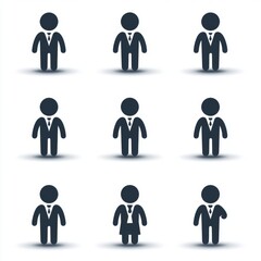 Fototapeta premium Professional Business Icons: Diverse Team Silhouette Illustrations in Formal Attire