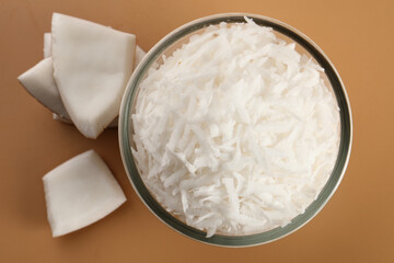 Desiccated coconut in Glass bowl 