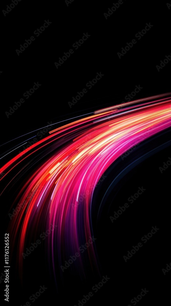 Poster abstract light trails displaying vibrant colors in a dynamic motion blur against a black background 