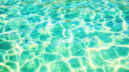 Obraz premium Clear turquoise water with ripples and sunlight reflections.