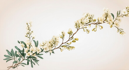 Obraz premium Spring background of branches with leaves and buds