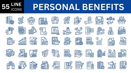 Personal Benefits Line Editable Icons set. 