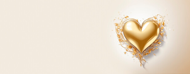 Valentine's day background with yellow heart and copy space
