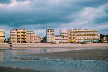 Le Touquet in France seafront buildings during sunset