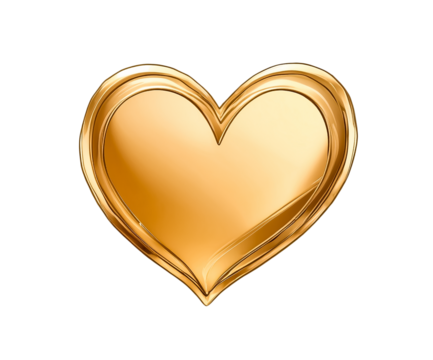 Golden heart isolated on transparent background