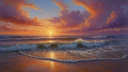 background image of the sky at sunset on the beach