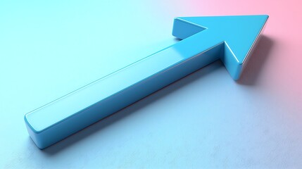 Upward trending blue arrow on pastel background, growth concept, website banner
